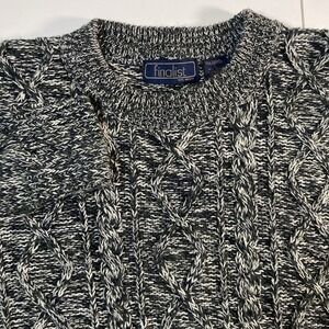 Vintage 90s Finalist Sweater L Chunky Cable 3D Knit Fisherman Coogi Style Y2K